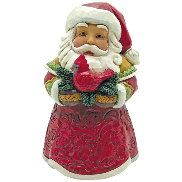 Enesco Jim Shore Heartwood Creek Santa Holding a Cardinal Miniature Figurine - Picture 1 of 5